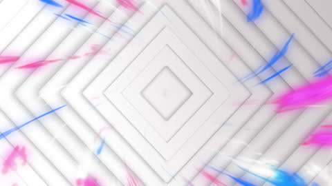 Vibrant Light Trails on Geometric White Patterns