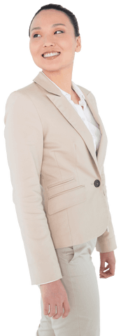 Smiling Asian Businesswoman Posing Isolated Transparent Background