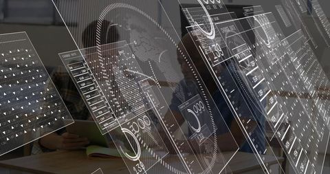 Team Collaborating Over Holographic Data Dashboards and Augmented Analytics in Modern Office