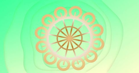 Abstract Circular Gold Pattern on Green Background