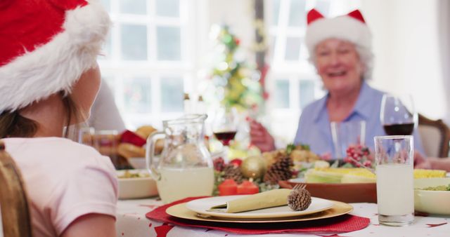 Family Enjoying Christmas Dinner Together - Download Free Stock Images Pikwizard.com