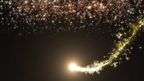 Sparkling Gold Stardust Trail on Dark Background
