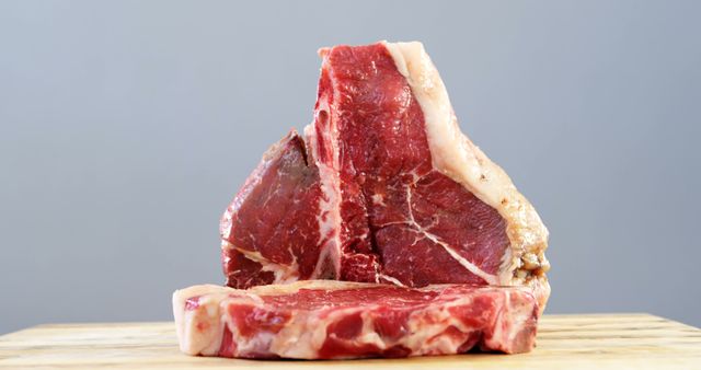 Raw T-Bone Steak Close-up Against Grey Background - Download Free Stock Images Pikwizard.com