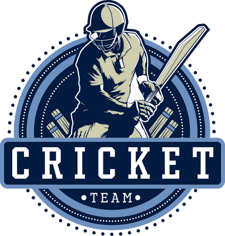 Cricket Batsman Swinging Bat Logo with Stumps Transparent Vector