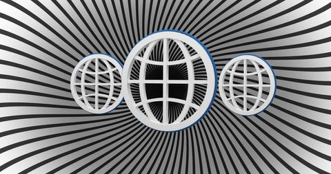 Digital globes with striped pattern background