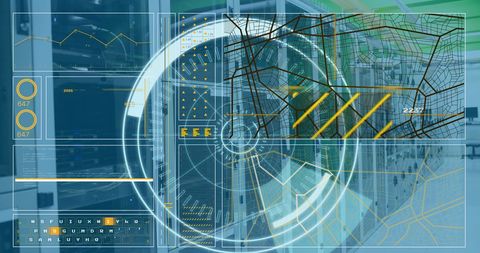 Digital Interface with Data Visualization in Futuristic Server Room - Download Free Stock Images Pikwizard.com