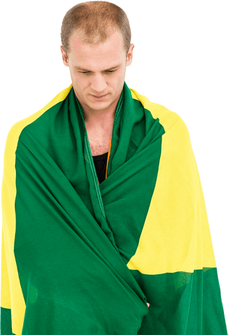 man wrapped in brazilian flag showing pride on transparent background - Download Free Stock Videos Pikwizard.com