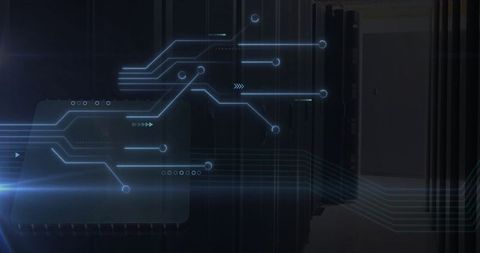 Digital Circuit Overlapping Computer Servers in Data Center - Download Free Stock Images Pikwizard.com