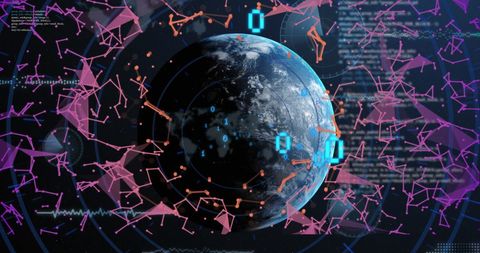 Earth with Digital Data Visualization and Binary Coding - Download Free Stock Images Pikwizard.com