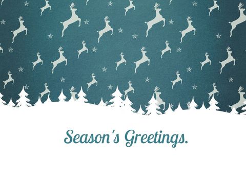 festive season's greetings card with reindeer and trees - Download Free Stock Templates Pikwizard.com