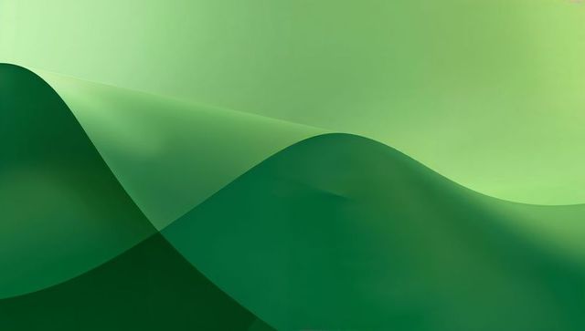 Flowing translucent green waves creating layered gradient composition with soft shadows