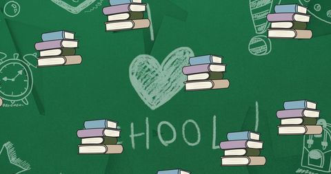 Dynamic School Icons on Green Board Educational Design - Download Free Stock Images Pikwizard.com
