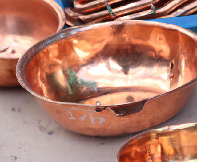 Close up of copper dishes using generative ai technology - Download Free Stock Photos Pikwizard.com