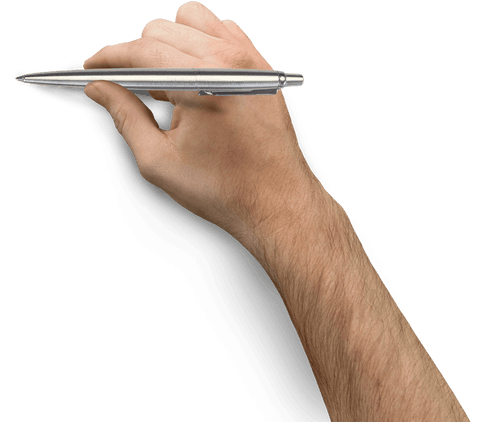 Hand holding pen on transparent background for design use