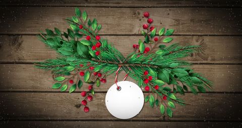 Festive Holiday Arrangement on Wooden Background - Download Free Stock Images Pikwizard.com
