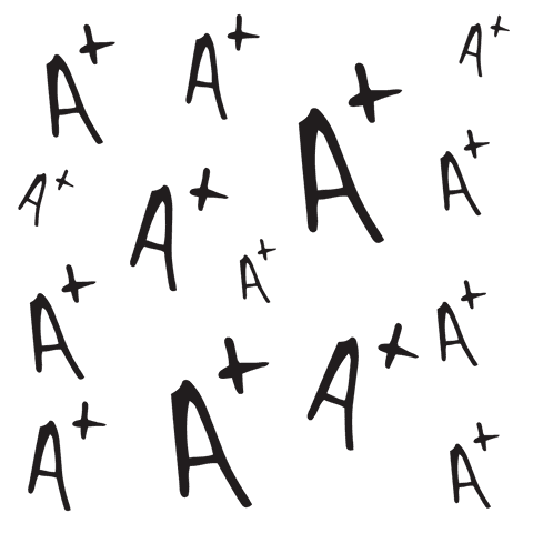 Transparent a plus grade pattern on vector illustration