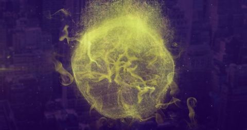 Glowing Digital Network Orb in Urban Background - Download Free Stock Images Pikwizard.com