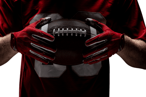 Transparent gear in midst of exciting american football highlight