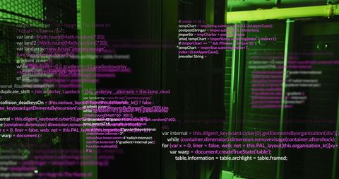 Complex Data Algorithms Overlaying a Technical Server Room - Download Free Stock Images Pikwizard.com
