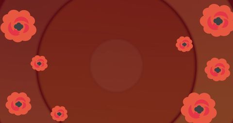 Vibrant Red Flowers over Circular Abstract Background