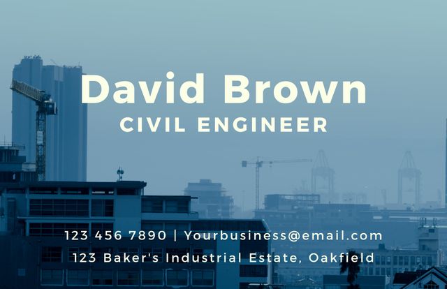 Professional Business Card for Civil Engineer with Cityscape Background - Download Free Stock Templates Pikwizard.com