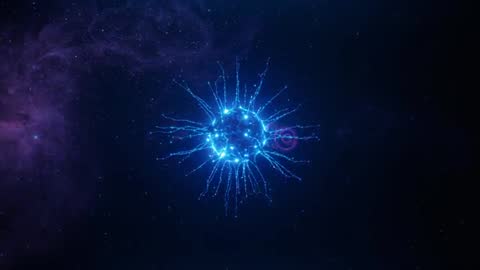 Pulsating Blue Energy Orb with Filament Tendrils in Cosmic Space