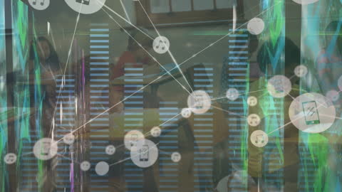 Diverse Students Learning with Digital Connections Overlay