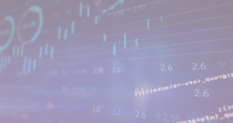 Abstract Stock Market Data Animation in Blue and Purple Hues