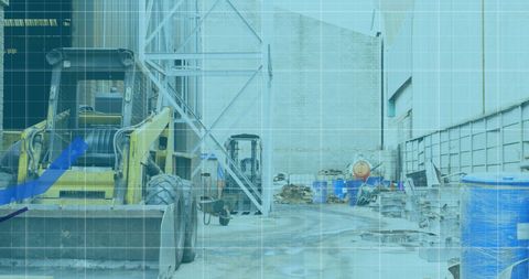 Industrial recycling and finance concept with heavy machinery