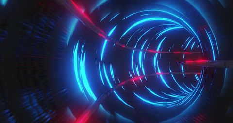 Neon Hypnotic Tunnel with Red and Blue Light Trails - Download Free Stock Images Pikwizard.com