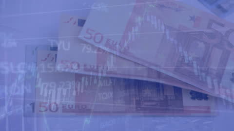 Euro Banknotes and Stock Market Data Allure in Digital Animation