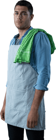 Transparent Portrait of Waiter in Denim Shirt and Apron - Download Free Stock Videos Pikwizard.com