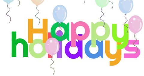 Colorful Happy Holidays Text with Balloons Celebrating Festive Season - Download Free Stock Images Pikwizard.com