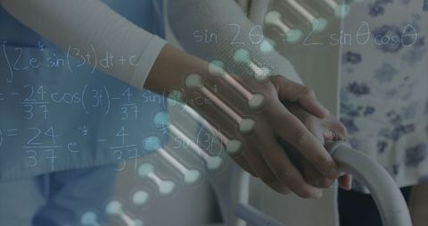 Nurse Assisting Patient with Insights Overlyming Conceptual Data