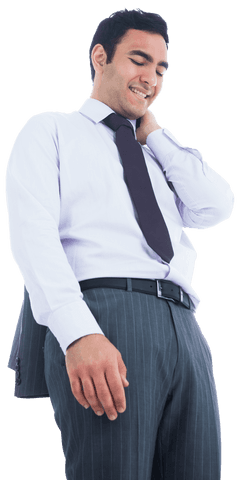 Transparent Happy Businessman Downwards Gaze Professional Attire