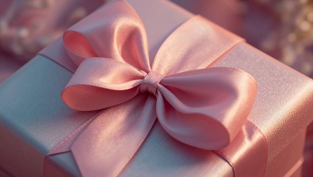Elegant Pink Gift Box with Satin Ribbon for Celebrations