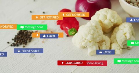 Fresh Cauliflower Concept with Social Media Notifications