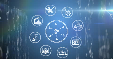 Digital Interface with Networking Technology Icons