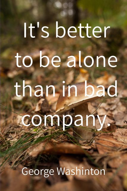 Quote positioned over a fall forest scene, featuring an inspirational saying by George Washington. Great for social media posts, blogs, and personal development materials to convey the message of self-improvement and the value of choosing the right company.