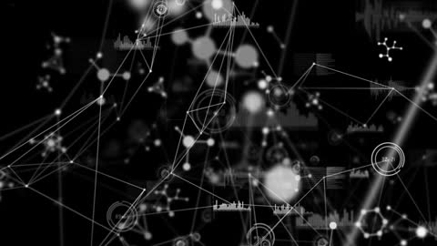 Abstract Digital Network With Molecular Structures and Data Connections