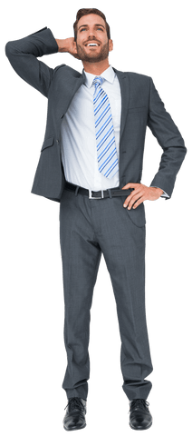 Happy Caucasian Businessman on Transparent Background Celebrating Success