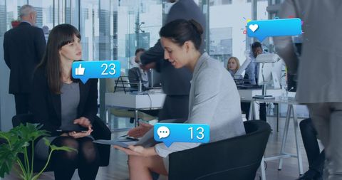 Business Women Analyzing Social Media Engagement in Modern Office - Download Free Stock Images Pikwizard.com