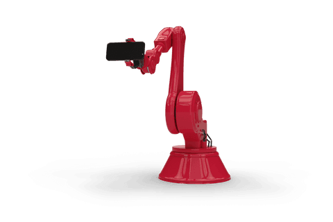Transparent Red Robotic Arm Holding Smartphone for Technology Usage - Download Free Stock Videos Pikwizard.com