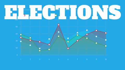 Election Graph with Text Overlay on Blue Background