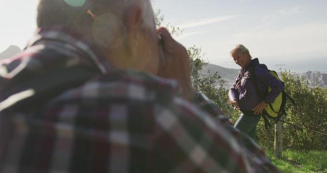 Senior Couple Enjoying Nature Photography on Scenic Hike - Download Free Stock Images Pikwizard.com