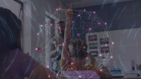 Digital Network Overlay in Modern Classroom with Enthused Students