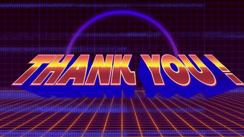 Retro Neon Thank You Design with Abstract Shapes