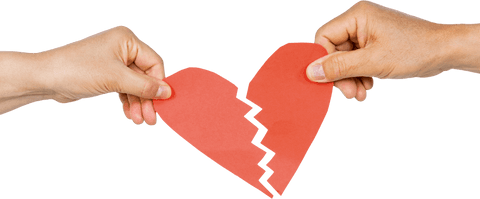 Couple Holding Broken Heart Half Transparency
