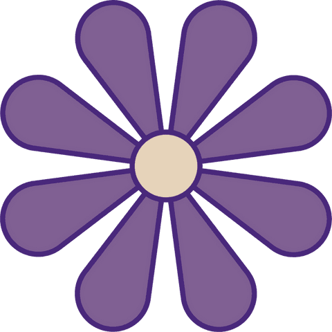 flat design purple flower with eight petals transparent background - Download Free Stock Videos Pikwizard.com