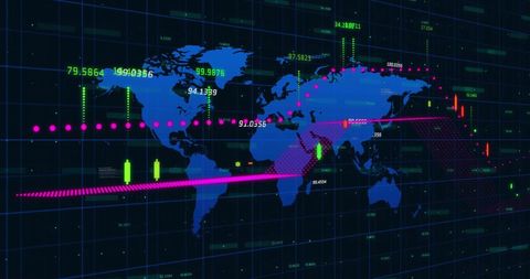 Global Data Analysis on Digital Interface World Map - Download Free Stock Images Pikwizard.com